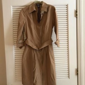 Per Se Silk Button up dress w/ buckle accents